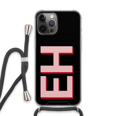 Gepersonaliseerd - Case Company® - Hoesje met koord geschikt voor iPhone 13 Pro Max hoesje met Koord - Monogram - Telefoonhoesje met Zwart Koord - Extra Bescherming aan alle Kanten en Over de Schermrand