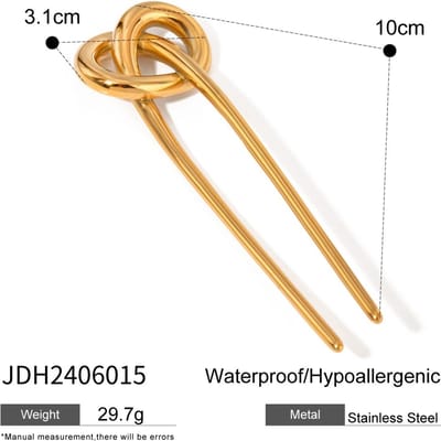 Youthway Roestvrij Staal Geknoopte Touw Knoop Haarpin Waterdicht Metaal Uniek Ontwerp Dagelijkse Haar Sieraden Accessoires Vrouwen Cadeau beige