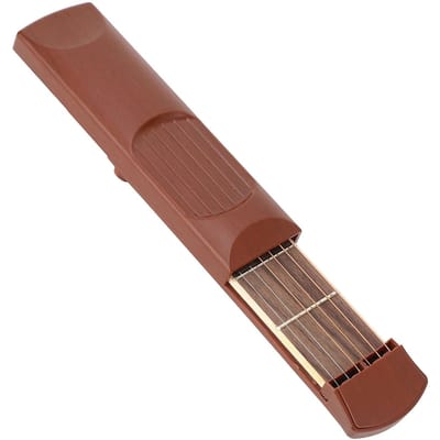 Manche de Guitare de Poche 6 Cordes 4 Frettes Touche Guitare Position de Doigté Outil d'Entraînement aux Accords pour brown