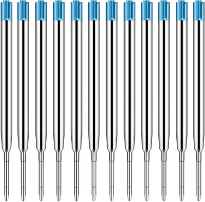 Set van 12 Vervangingen voor Balpennen, Interchangeable Metalen Inktpatronen, Universele G2 Vullingen voor Dagelijks Gebruik, 1.0mm (Blauw)