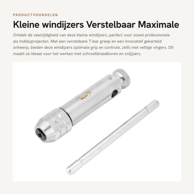 Dailygoods- Windwijzer Verstelbaar - Ratelactie - T-bar Greep - Moersleutel M3-M8/M5-M12 - Gereedschapsstaal - Roest- en Corrosiebestendig - Ratelsleutel