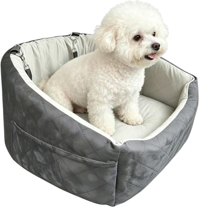 Huisdier Autostoel - Reisbed Honden - Veilig Reizen - Ademend Koel Design - 36x31x5 cm - Grijs