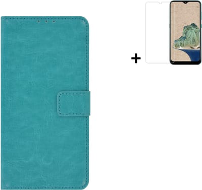 MoDo hoesje Geschikt voor Nokia G22 - Kunstleer Book Case - Turquoise hoesje met screenprotector