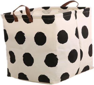 Set van 4 Opvouwbare Vierkante Opbergmanden, 32 x 32 x 32 cm, Perfect voor Kleding, Speelgoed en Organisatie met Handvatten, Zwart met Stippen
