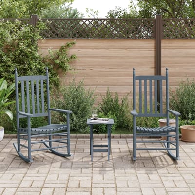 vidaXL - Schommelstoelen - 2 - st - met - inklapbare - tafel - populierenhout - grijs