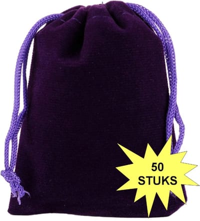 Fako Bijoux - Fluweel Cadeau Zakjes - Velours - 10x12cm - Donkerpaars - 50 Stuks
