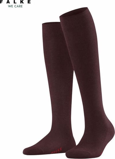 FALKE Family lang eenkleurig katoen kniekousen dames rood - maat 35-38
