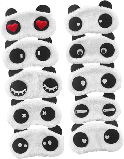 Kinder Slaapmasker - Oogmasker Meisjes - Ontspannen Slapen - Zacht Katoen Pluche - 19 x 12 cm - Zwart Wit