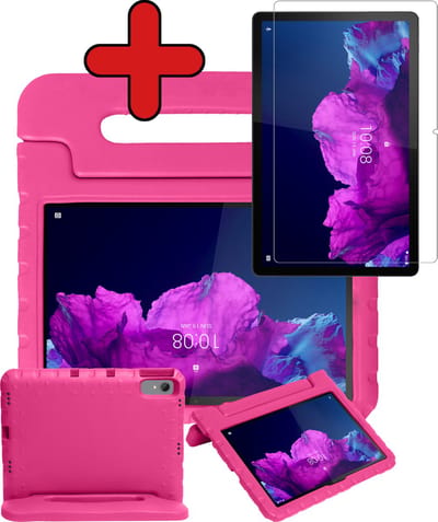 Hoesje - Geschikt voor Lenovo Tab P11 Plus - Met Screenprotector - Kinderhoes - Shockproof Bumper - Kidsproof Case - Tablethoes - Kinder Hoes Cover - Roze