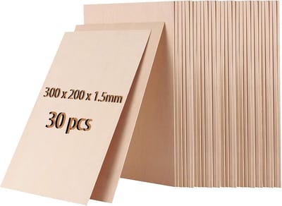 Balsa Wood Panels 300 x 200 x 1.5 mm - 30 x 200 x 1.5 mm Blank Unfinished Grass Wood Plywood Sheet - Wooden Panels voor DIY Project, Model Art, Crafts, Thuis, Vliegtuig, Schip