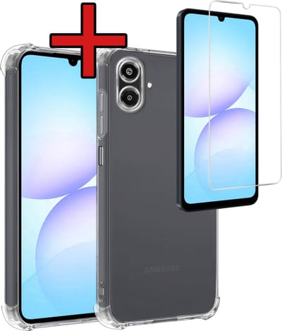 Hoesje - Met Screenprotector - Geschikt voor Samsung Galaxy A07 - Sterk & Shockproof - Back Cover - Siliconen Case - Telefoon Hoes - Shock Proof - Telefoonhoes - Transparant