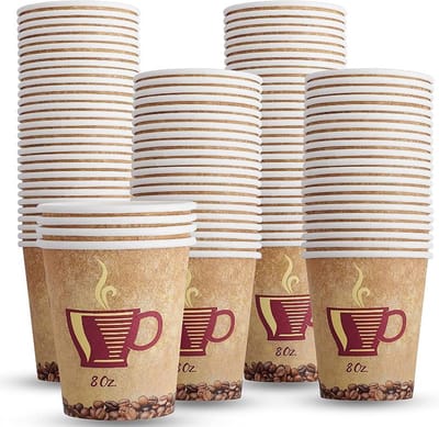 Decorline -Kartonnen Koffiebekers 200ml - 100 stuks -Coffee to go papieren bekers -wegwerp papieren bekers voor warme dranken.