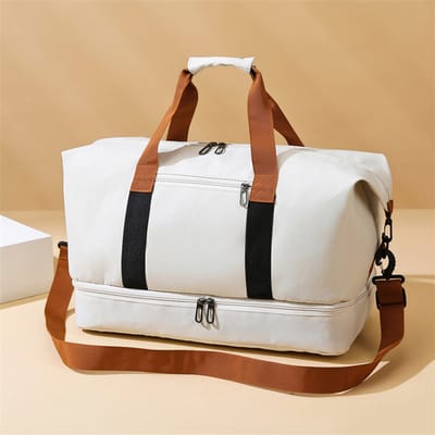 Weekendtas - Grote reistas voor dames met 2 pakblokken - Handbagage/overnachtingstas - Multifunctionele waterdichte reistas Crème-wit/One Size