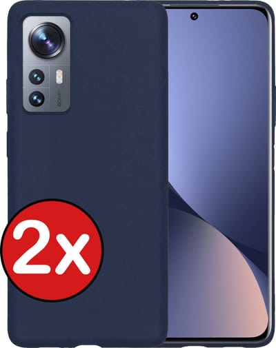 Hoesje - 2 Stuks - Geschikt voor Xiaomi 12 Pro - Sterk & Shockproof - Telefoonhoes - Back Cover - Case Siliconen - Telefoon Hoes - Donkerblauw