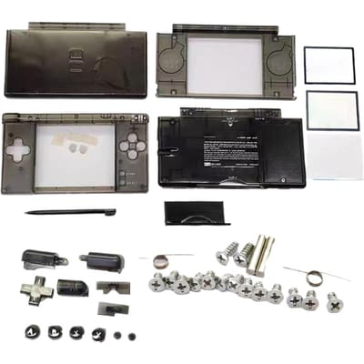 Transparante Volledige Behuizing voor Nintendo DS Lite NDSL Vervangingsschaal Kit met Knoppen Schroeven 6 Kleuren Transparante NDSL DIY Cover zwart