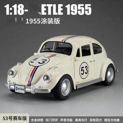 1:18 1955 Kever Klassieke Auto Legering Auto Model Diecasts Metaal Auto Model Hoge Simulatie Geluid Licht Verzameling Kinderspeelgoed Cadeau