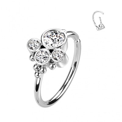 Piercing cluster steen buigbare ring 0.8X8 - zilver - LMPiercings