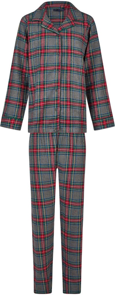 Happy Shorts Dames Kerst Pyjama Set Shirt + Broek Grijs/Rood Geruit Flanel - Maat S