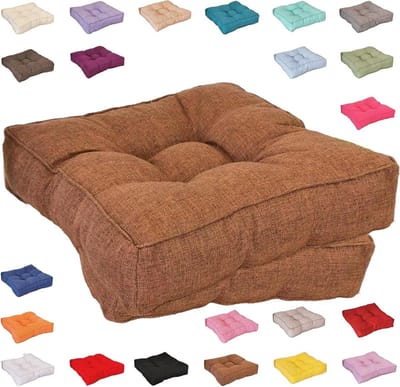 Loungekussens Stoelkussens - Zachte Zitkussens - Binnen en Buiten - 9 cm Dik Comfort - Set van 2 - Camel