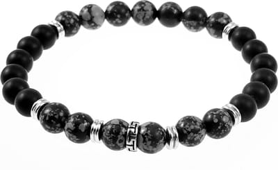 Natuursteen Kralen Armband - Sneeuwvlok Obsidiaan - Onxy - Armband Unisex - Dames - Heren