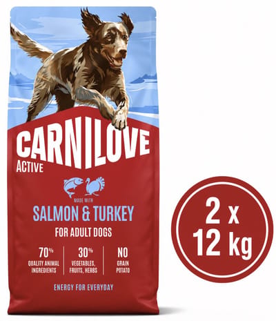 2x12 kg Carnilove salmon en turkey adult hondenvoer