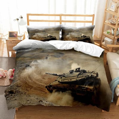 Militaire Tanks Dekbedovertrek Set King Queen Double Full Twin Single Maat Jongens Beddengoed Set AU Single(140x210cm)
