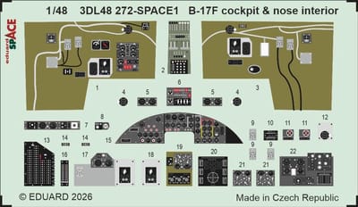 Eduard Modelbouwdecoratie - 3DL48272 Cockpit en Neus Interieur 3D Decals voor Boeing B-17F - Photo-etch