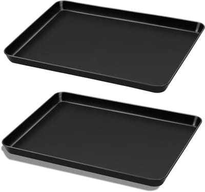 Bakplaat Set van 2 - Zwart - 40,5 x 30,4 x 2,5 cm - Koolstofstaal met Antiaanbaklaag - Voor Bakken en Serveren