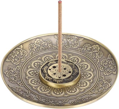 Bronzen Lotus Wierookhouder | Stick & Kegel Branders met Asvanger