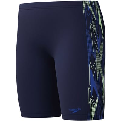 Speedo Placement Jammer Jongens - Vormvaste Zwembroek Jongens - Zwemshort Jongens met Stretch - Sportzwembroek Kids met Trekkoord - Marine/Groen - Maat 164