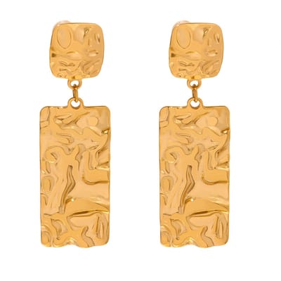 Statement Oorhangers met structuur | Stainless Steel Goud