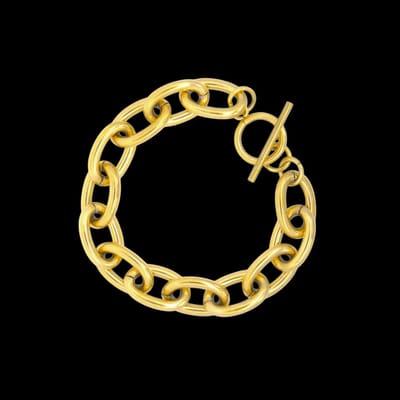 Victoria Valenza Goudkleurige RVS Jasseronarmband met Kapittelslot - Armband - Goudkleurig - RVS - Jasseronarmband