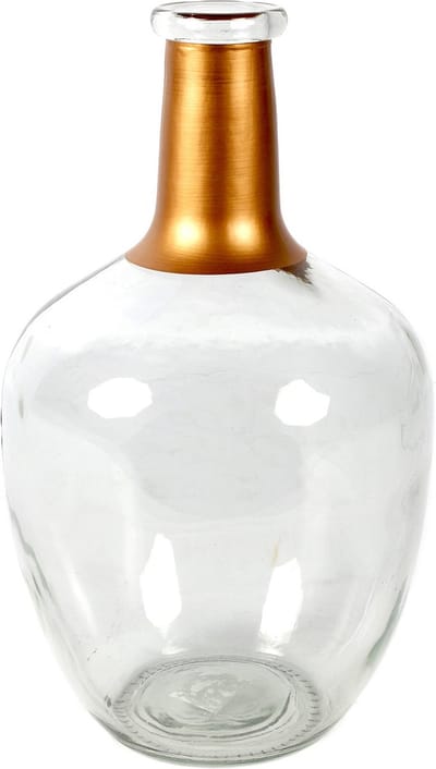 Countryfield Bloemenvaas Firm Big Bottle - helder transparant/koper - glas - 18 x 30 cm