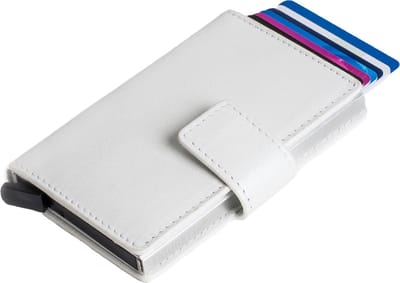 Figuretta Leren Cardprotector RFID Compact Creditcardhouder - Dames en Heren - Metallic Zilver