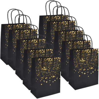 Dailygoods - 12 Stuks Kraftzakjes met Handvat - Bruine Geschenkzakjes voor Feestelijkheden