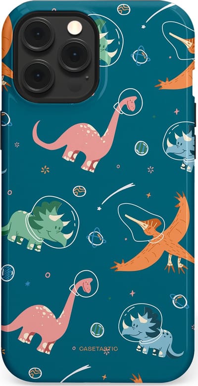 Casetastic hoesje geschikt voor Apple iPhone 12 Pro Max - MagSafe - Dubbellaagse bescherming - Ruimte raptors - Fashion Case - Petrol Perzik