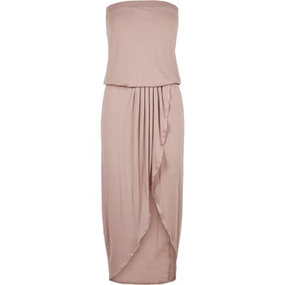 Urban Classics - Viscose Bandeau High low jurk - S - Roze