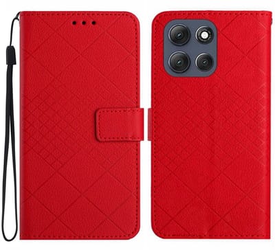 Coverup Hoesje - Geschikt voor Motorola Moto G86 Hoesje - Coverup Rhombus Book Case - Rood