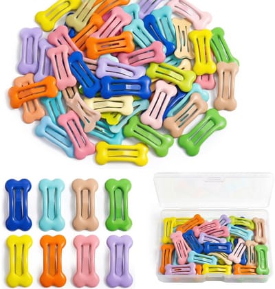 Dailygoods - 80 stuks haarspeldjes voor meisjes, haarclips voor meisjes, kleurrijke metalen snap-haarspelden, haaraccessoires, haar met haarspeldjes, haaraccessoires (kleine botten)
