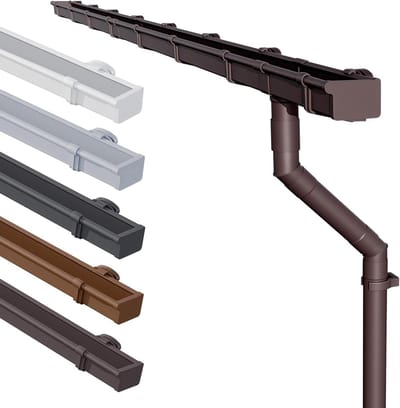 Dakgootset Kunststof - Regengoot PVC - Waterafvoer Tuinhuis - UV-stabiel Weerbestendig - 4 Meter DN68 - Donkerbruin