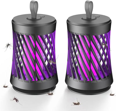Insectenverdelger, elektrisch, elektrisch, oplaadbare USB-muggenval, elektrisch, uv-muggenlamp, vliegenvanger, insectenval, nachtlampje voor binnen en buiten (grijs)