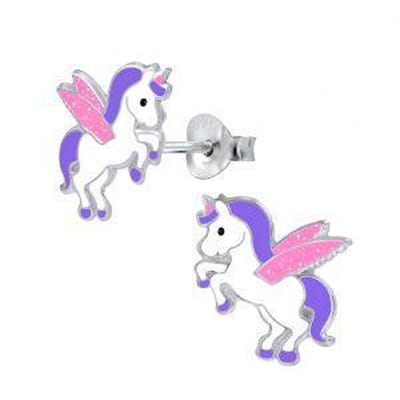 WeLoveSilver - Kinderoorbellen - Zilveren oorstekers - Eenhoorn - Paars