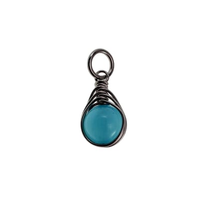 25mm x 10mm Turquoise Kattenoogsteen Hanger Dames - RVS - Handgemaakt Visgraattechniek Steen Hanger