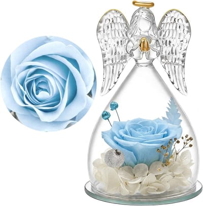 Handgemaakte Bewaarde Roos in Glazen Engel, Perfect Cadeau voor Moederdag, Verjaardag en Vriendin, Duurzaam en Uniek Geschenk