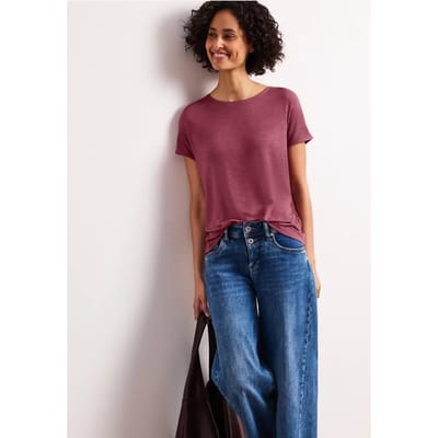 Shirt met korte mouwen en boothals