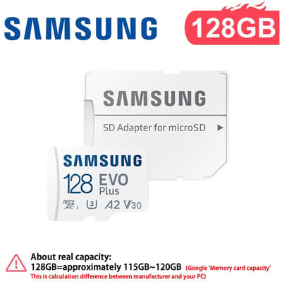 Samsung EVO Plus microSD 128GB Geheugenkaart+Adapter 64G 256G microSDXC, Snelheden tot 160 MB/s, UHS-I, C10, U3, V10, A3, Upgrade Opslag voor Telefoons, DJI, Camera's 【128GB】