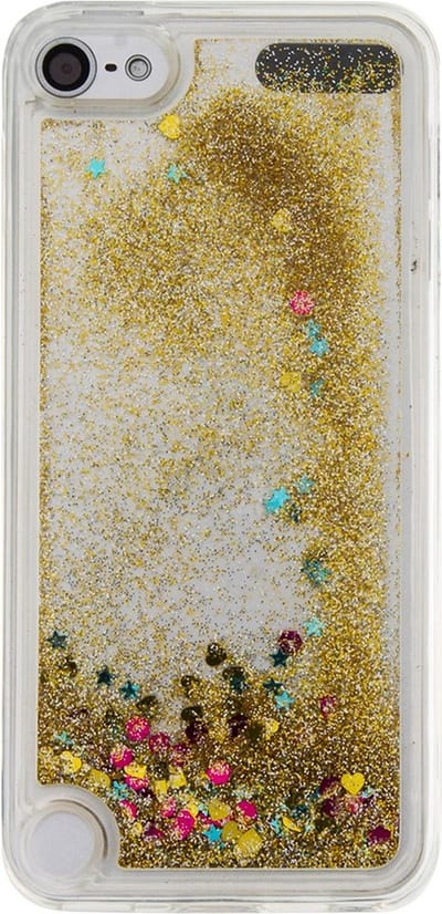 Peachy Doorzichtig hoesje geschikt voor iPod Touch 5 6 7 goud glitter bewegend cover