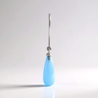 Cavill - Zilveren Hanger - 925 Sterling Zilver Geplatineerd - Blauwe Onyx 7,7 Karaat - Briolette Cabochon - Elegant Sieraad Dames