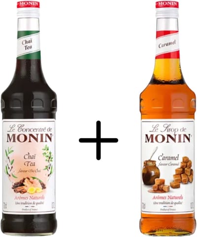 Monin Siroop Caramel 70cl + Chai Tea 70cl