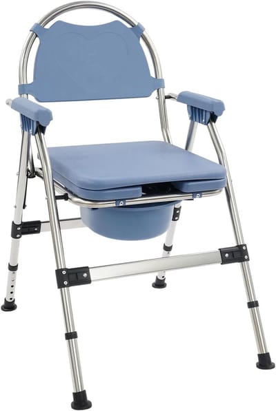 Toiletstoel Senioren - Douchestoel Inklapbaar - Comfortabel Gebruik - 5-voudig Verstelbaar - 150 kg Draaglast - Blauw
